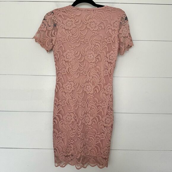Forever 21 Women’s Small Pink Lace Mini Dress Lace Up - Picture 4 of 5